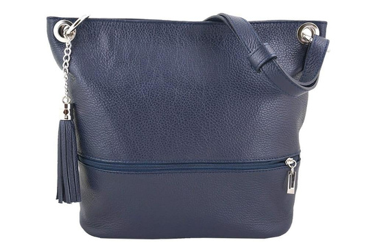 Skórzana torebka worek Barberinis - Szara jasna