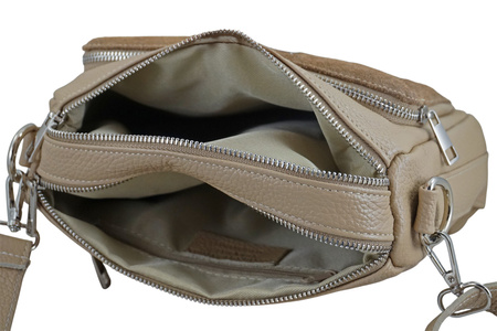 Codzienna torebka ze skóry naturalnej z zamszem - Beżowa