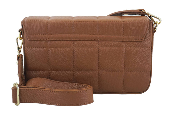 Modna torebka pikowana skórzana - Brązowa jasna