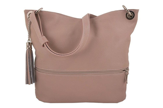 Skórzana torebka worek Barberinis- Beżowo-brązowa