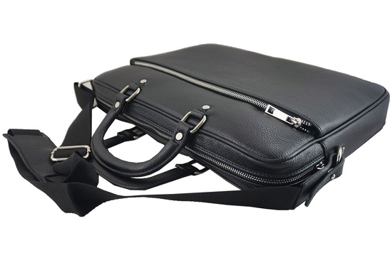 Skórzana torba męska CASUAL - Czarna