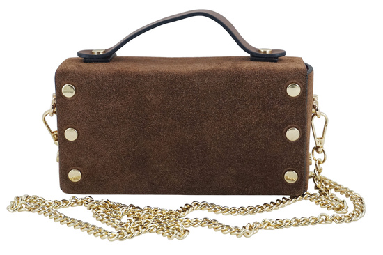 Zamszowa torebka Barberinis wizytowa - Brązowa  