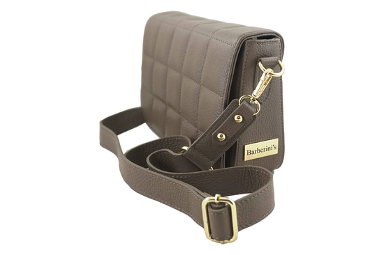 Modna torebka pikowana skórzana - Beżowa ciemna 