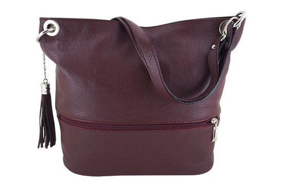 Skórzana torebka worek Barberinis - Bordowa