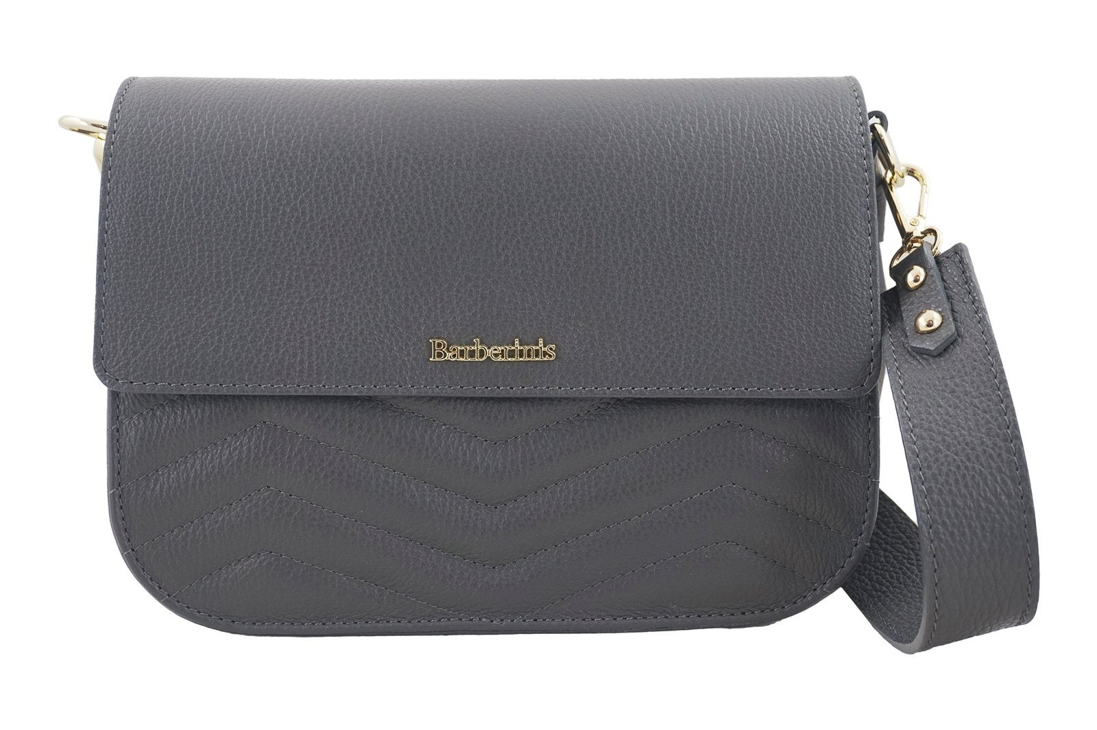 Torebka skórzana crossbody włoska - Szara ciemna