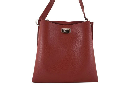 Duża torba damska skórzana na ramię - Brązowa