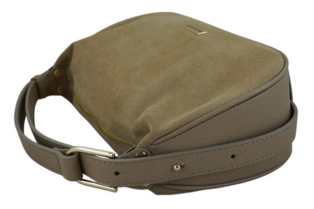 Elegancka torebka zamszowa na ramię - Beżowa 