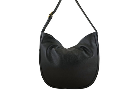 Duża torebka zamszowa na ramię - Czarna