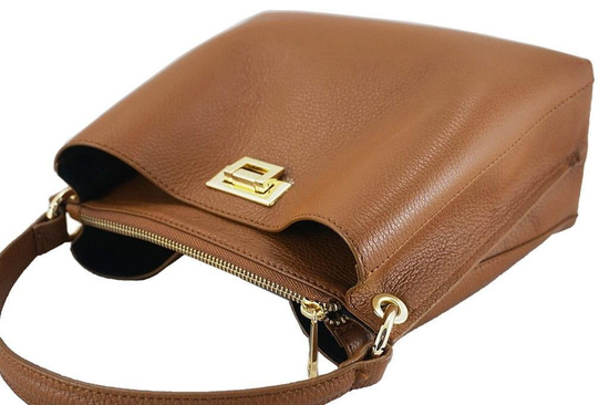 Klasyczna listonoszka ze skóry naturalnej - Granatowa