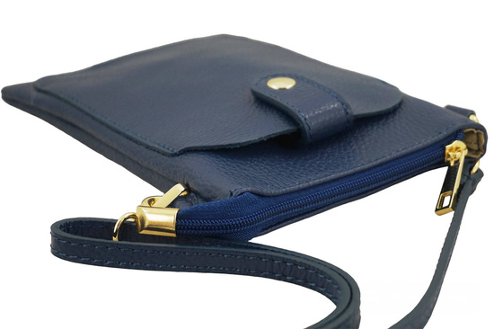 Torebka skórzana / etui na telefon - Granatowe jasne 