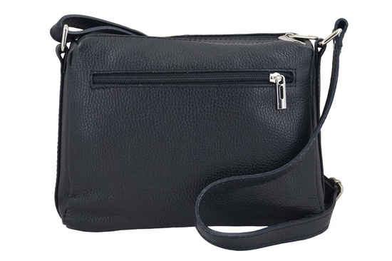 Listonoszka skórzana z kieszeniami - Czarna
