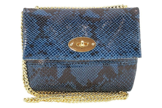 Listonoszka skórzana na łańcuszku - Czarna