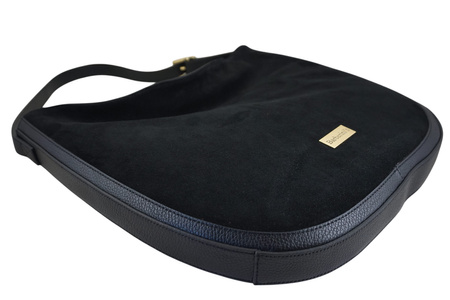 Duża torebka zamszowa na ramię - Czarna