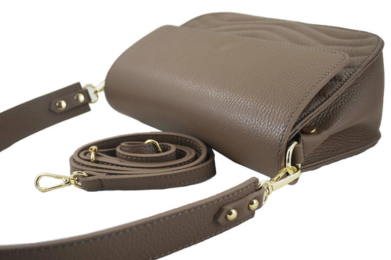 Torebka skórzana crossbody włoska - Granatowa