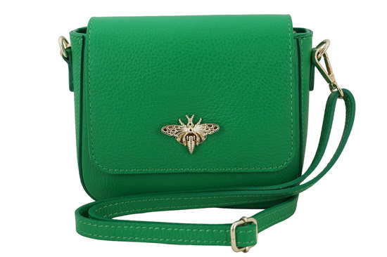 Modna torebka skórzana ze złotym łańcuszkiem - Zielona jasna