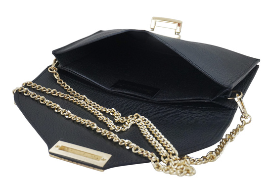 Skórzana torebka do ręki i na ramię - Czarna 