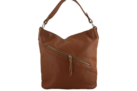 Duży worek na ramię skórzany A4 - Szary ciemny 