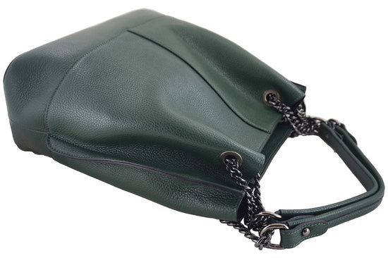 Modna torebka skórzana damska - Zielona ciemna