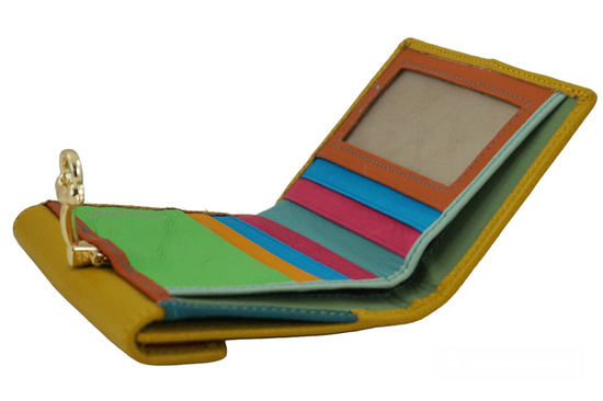 Elegancki portfel ze złotym zapięciem - Żółty ciemny 