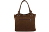 Duża elegancka torebka z naturalnej skóry i zamszu - Brązowa