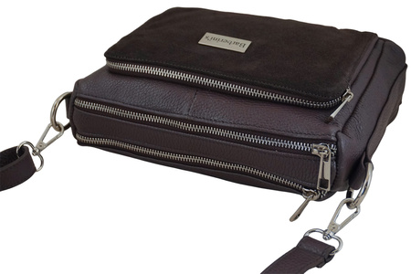 Codzienna torebka ze skóry naturalnej z zamszem - Brązowa ciemna