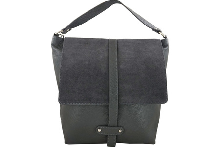 Torba skórzana Shopper bag A4 - Szara ciemna