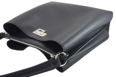 Duża torba damska skórzana na ramię jasnobrązowa