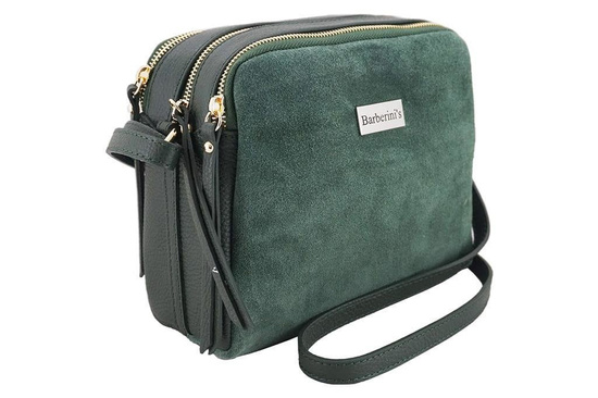 Damska skórzana listonoszka włoska - Szara ciemna