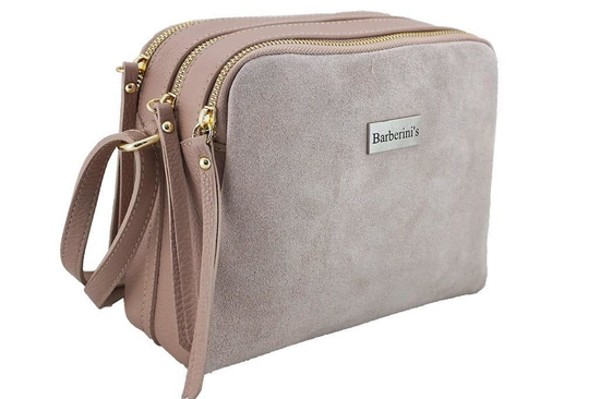 Damska skórzana listonoszka włoska - Szara ciemna