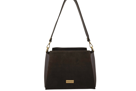 Torebka miejska z naturalnego zamszu i skóry - Brązowa ciemna