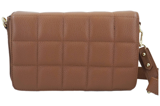 Modna torebka pikowana skórzana - Brązowa jasna