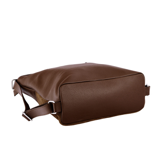 Torebka plecak z zamszem - Brązowa 