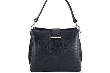 Czarna torebka skórzana Croco