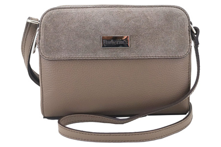 Torebka skórzana crossbody zamszowa - Beżowa 