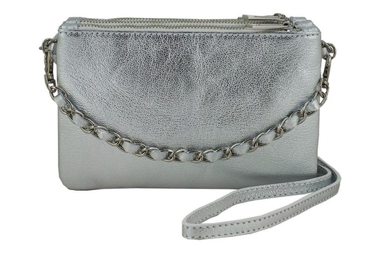 Modna włoska listonoszka skórzana - Srebrna ciemna