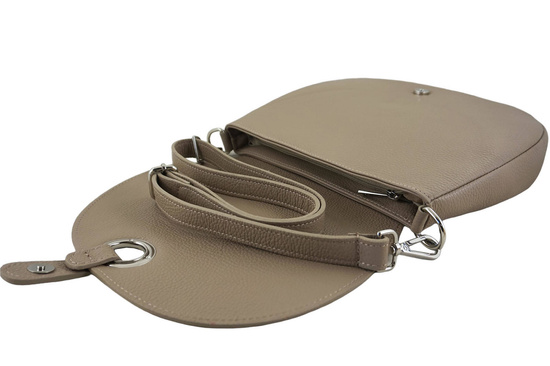 Duża torebka listonoszka ze skóry - Beżowa