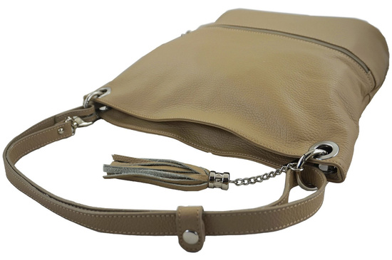 Skórzana torebka worek Barberinis - Beżowa 