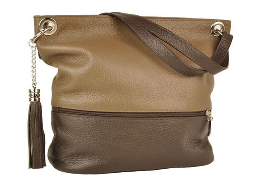 Skórzana torebka worek Barberinis - Szara jasna