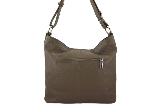 Pojemny skórzany worek na ramię - Beżowy ciemny