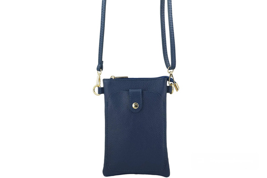 Torebka skórzana / etui na telefon - Granatowe jasne 