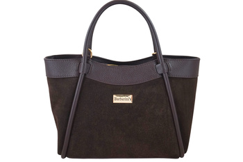 Elegancka torebka ze skóry zamszowej - Brązowa ciemna