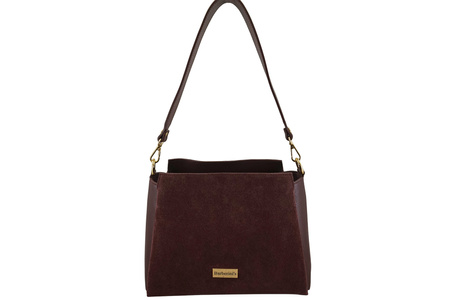 Torebka miejska z naturalnego zamszu i skóry - Bordowa