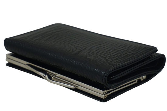 Czarny lakierowany portfel skórzany damski