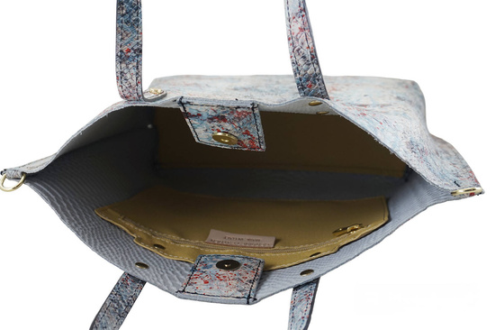 Torebka shopper z kolorowym nadrukiem - Biała 