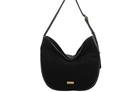 Duża torebka zamszowa na ramię - Czarna