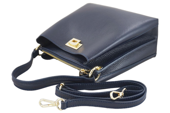 Klasyczna listonoszka ze skóry naturalnej - Granatowa