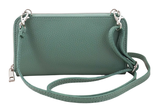 Portfel z etui na telefon ze skóry licowej - Zielony