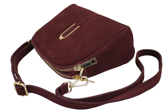 Mała torebka zamszowa wieczorowa - Bordowa 