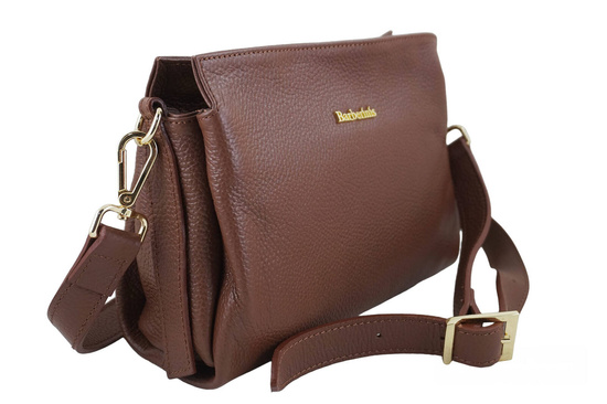 Funkcjonalna torebka damska na ramię - Brązowa