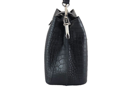 Torebka skórzana na ramię - CROCO - Brązowa